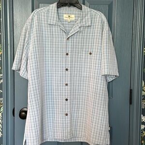 NWOT Island Shores XL men's light blue plaid short sleeve shirt
